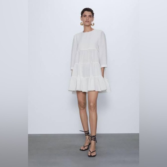 ZARA Textured Weave Dress - size XS white - Picture 4 of 13